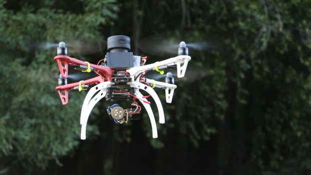 Roughly the size of a hockey puck, and just over a quarter pound in weight, Sweep is one of a few new lidar devices that hobbyists can access for experiments like aerial drone mapping. Photo courtesy of Scanse